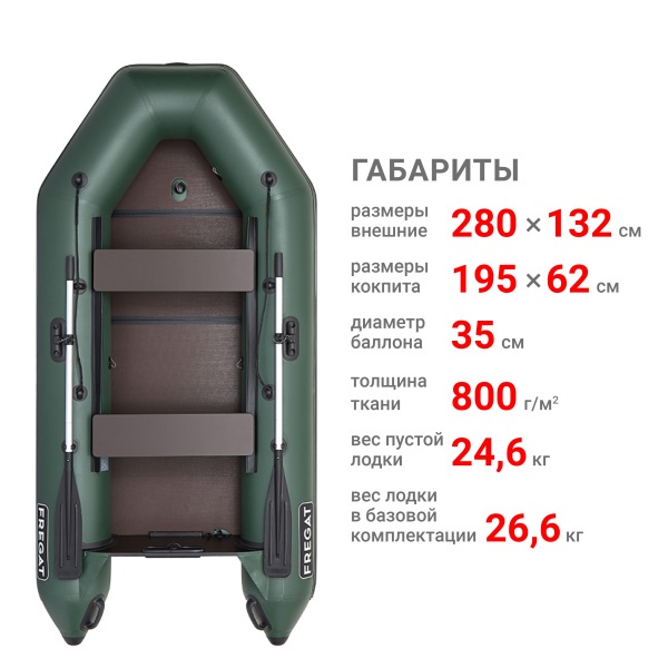 280 ЕК с килем Лодка (зеленая 2650)